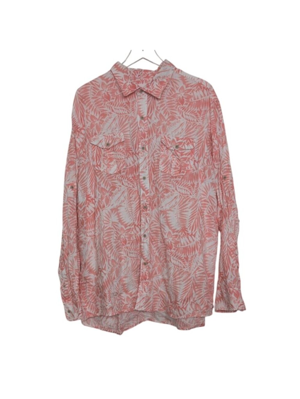 Ocean & Coast Linen Floral Shirt Mens Size XXL Pink Coral Hawaiian Long Sleeve